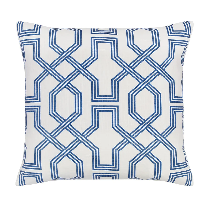 Velvet Pillows for a Touch of EleganceThe White and Blue Fretwork Square Throw Pillow