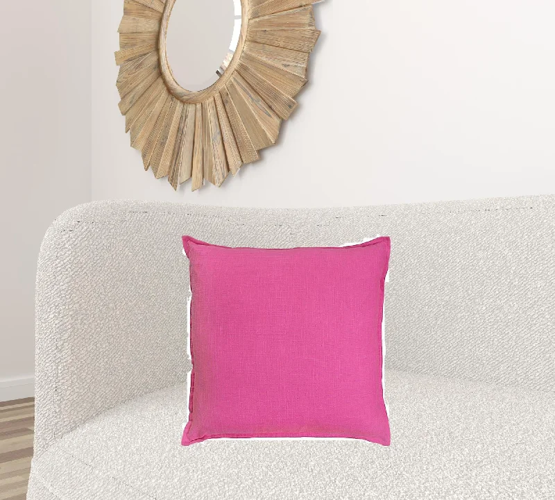 Travel Pillows for Long JourneysFuchsia Solid Color Flange Edge Throw Pillow