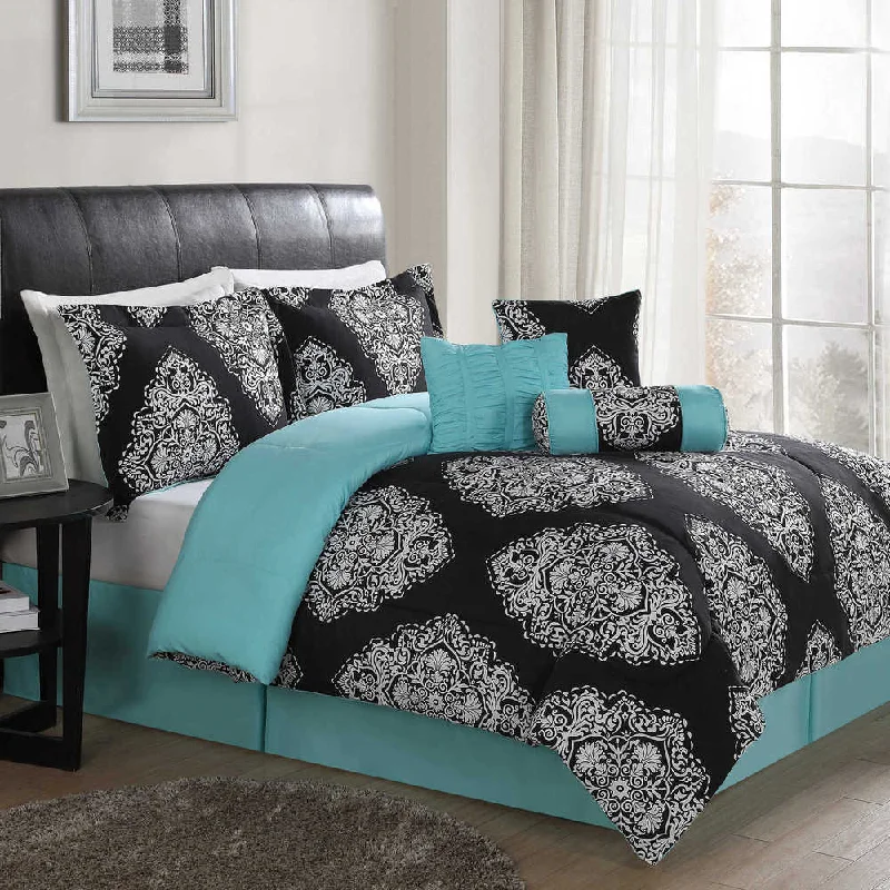 Latex - filled comforters with a bouncy texture and good supportBarba Black 7-piece Comforter Set