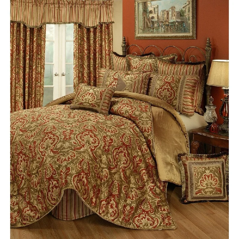 Goose down comforters known for their superior quality and insulationPCHF Botticelli Rust 3-piece Luxury Comforter Set