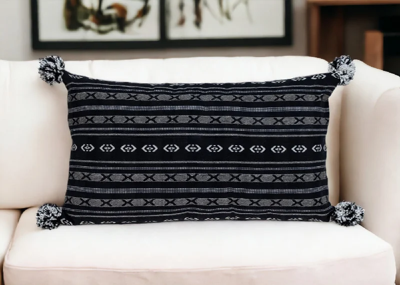 Feather Pillows for a Luxurious SleepBlack And Gray X Pom Throw Pillow