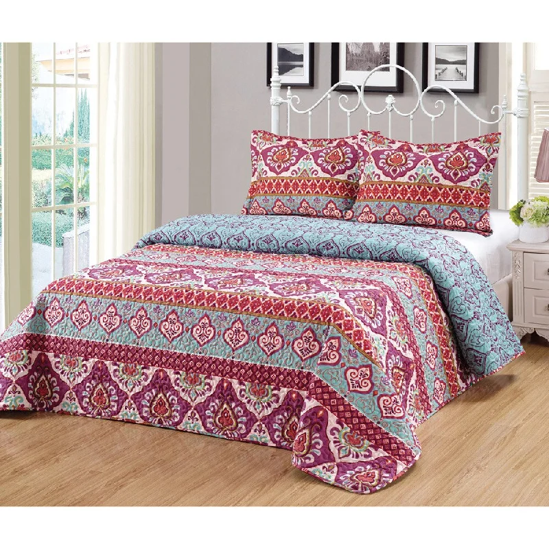 King - size comforters to fit large king - sized beds perfectlyJournee Home 'Zaragoza' 3 piece Reversible Bedspread Set