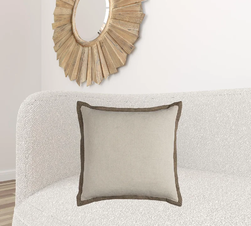 Plush Pillows for a Cozy BedIvory Beige and Natural Jute Throw Pillow