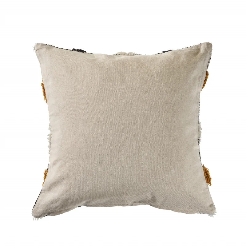 Feather Pillows for a Luxurious Sleep20" X 20" Black Gray Yellow And Off-White 100% Cotton Geometric Zippered Pillow
