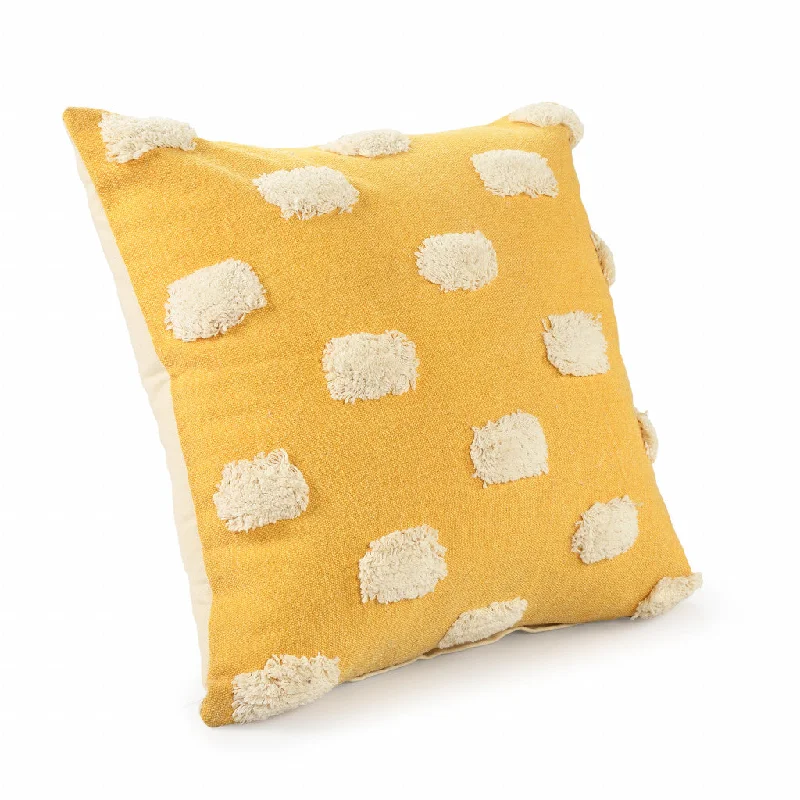 Round Pillows for Boho-Style Interiors20" X 20" Yellow And White 100% Cotton Zippered Pillow