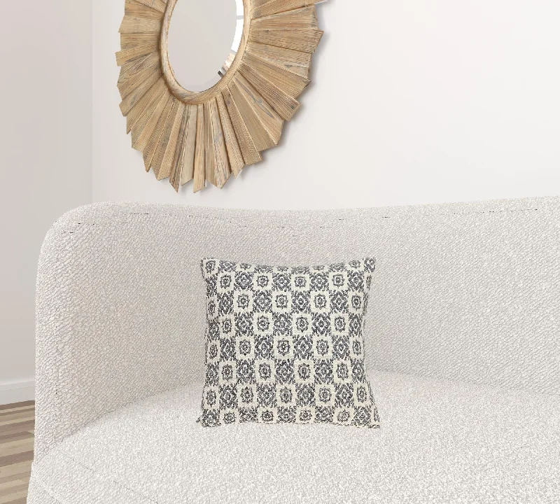 Round Pillows for Boho-Style InteriorsNeutral Grey Mosaic Throw Pillow