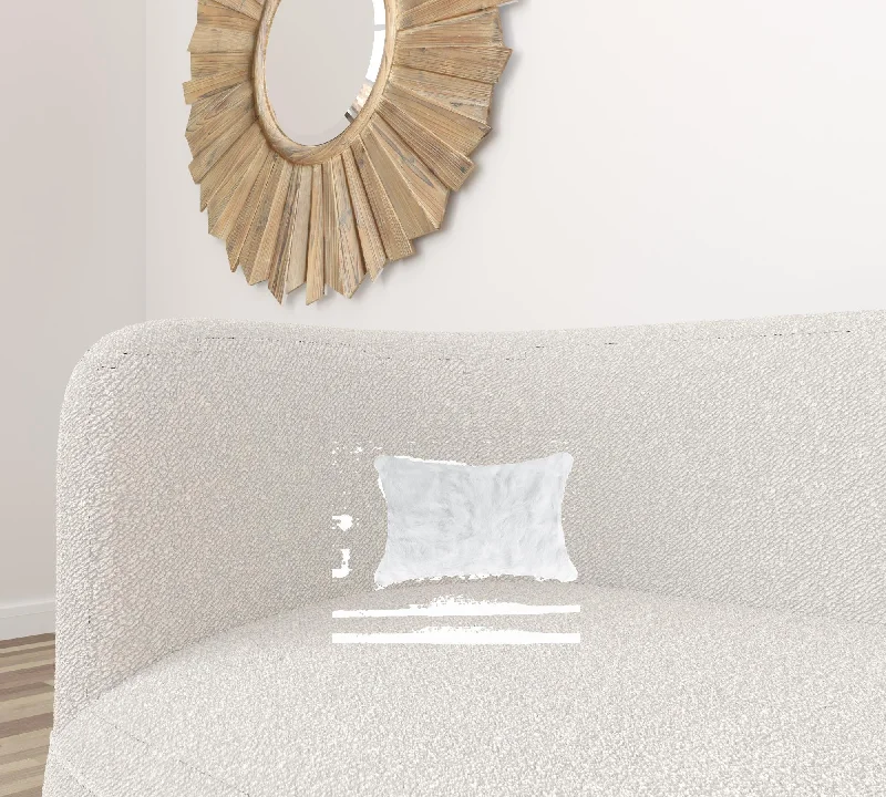 Round Pillows for Boho-Style Interiors5" X 12" X 20" 100% Natural Rabbit Fur White Pillow