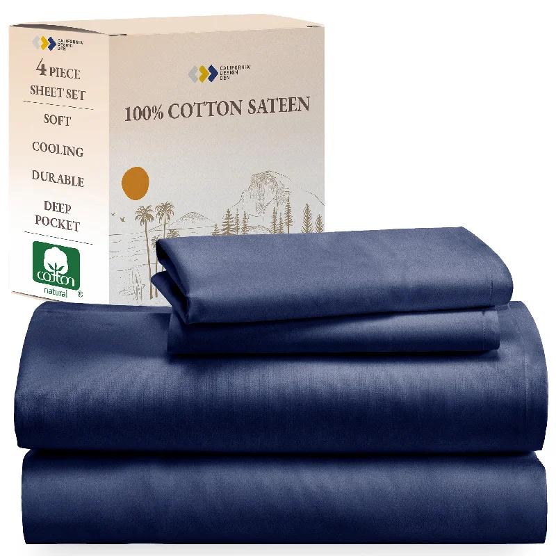 Linen - Cotton Blend Sheets for a Natural and Versatile OptionSheet Set - 100% Cotton Sateen - Everyday Soft