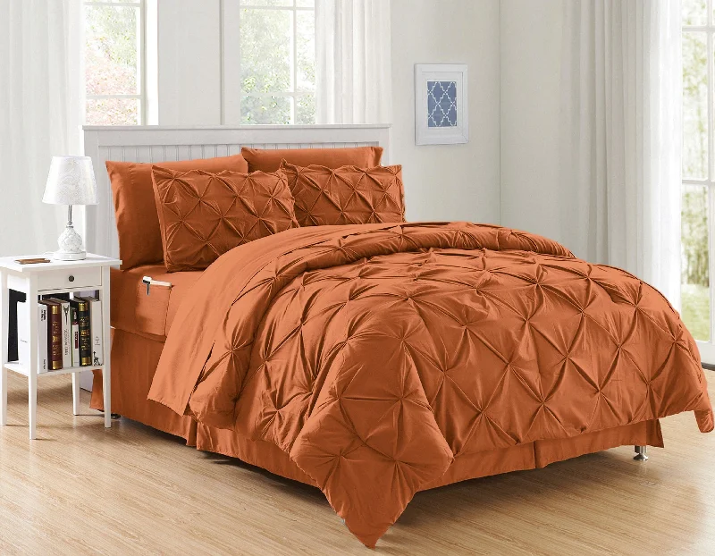 Silk - filled comforters for a luxurious and smooth touchElegant Comfort 8-Piece Pintuck Pinch Pleated Comforter Set - Includes 4-Piece Sheet Set with Double Sided Storage Pockets Silk - filled comforters for a luxurious and smooth touchElegant Comfort 8-Piece Pintuck Pinch Pleated Comforter Set - Includes 4-Piece Sheet Set with Double Sided Storage Pockets