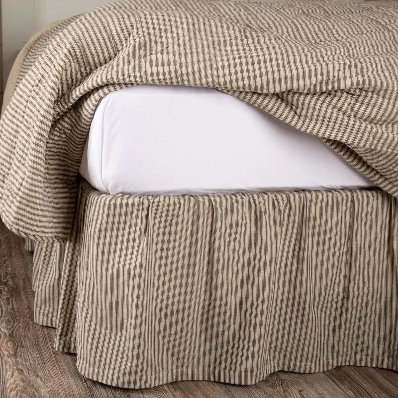 Queen - size bed skirts with ruffled edgesSawyer Mill Charcoal Ticking Stripe Bed Skirts VHC Brands Queen - size bed skirts with ruffled edgesSawyer Mill Charcoal Ticking Stripe Bed Skirts VHC Brands