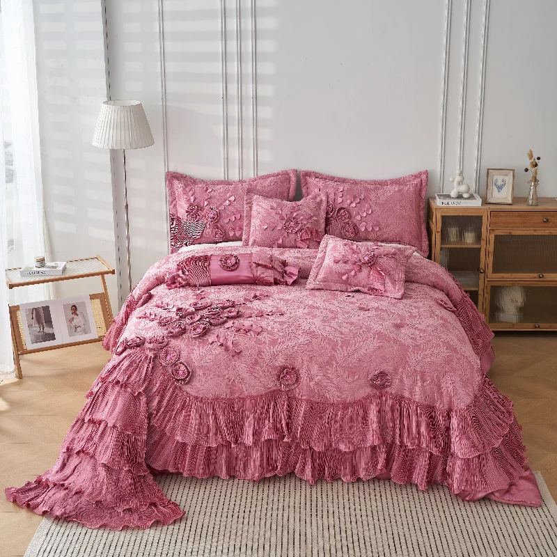 Microfiber - filled comforters that are lightweight and easy to care forTache Satin Ruffle Floral Lace Pink Royal Princess Dream Comforter Set (BM1227) Microfiber - filled comforters that are lightweight and easy to care forTache Satin Ruffle Floral Lace Pink Royal Princess Dream Comforter Set (BM1227)