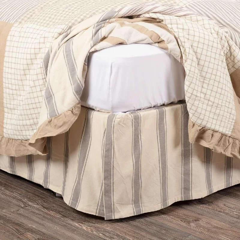 Bed skirts with a modern minimalist designGrace Bed Skirts Creme, Nickel Grey VHC Brands Bed skirts with a modern minimalist designGrace Bed Skirts Creme, Nickel Grey VHC Brands