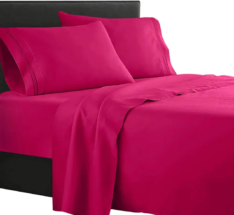 Quilted Cotton Sheets for a Warm and Inviting BedSheet Set Hot Pink 100% Egyptian Cotton 1200TC Quilted Cotton Sheets for a Warm and Inviting BedSheet Set Hot Pink 100% Egyptian Cotton 1200TC