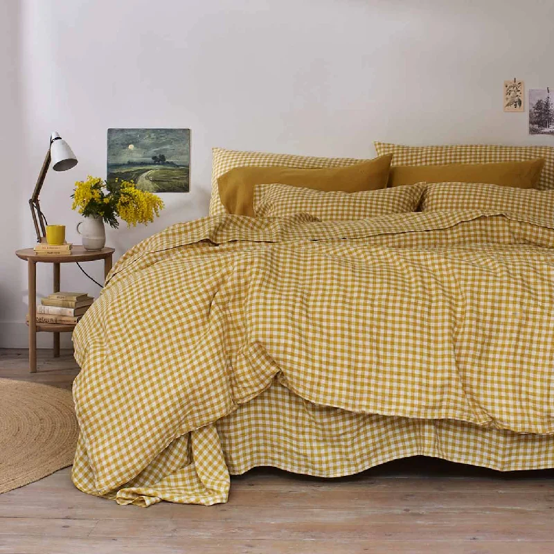 Budget - friendly duvet covers for first - time homebuyers or studentsHoney Gingham 100% Linen Duvet Cover Budget - friendly duvet covers for first - time homebuyers or studentsHoney Gingham 100% Linen Duvet Cover