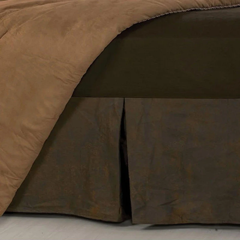 Bed skirts with a geometric print for a modern aestheticChocolate Brown Faux Leather Bed Skirt Bed skirts with a geometric print for a modern aestheticChocolate Brown Faux Leather Bed Skirt