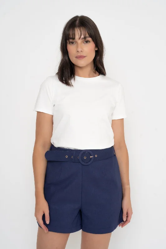 Navy Belted Short