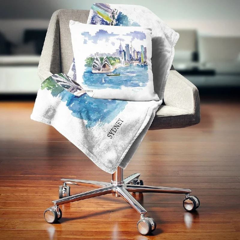 Bamboo fiber blankets with natural antibacterial propertiesDesignart 'Australia Vector Illustration' Cityscape Throw Blanket
