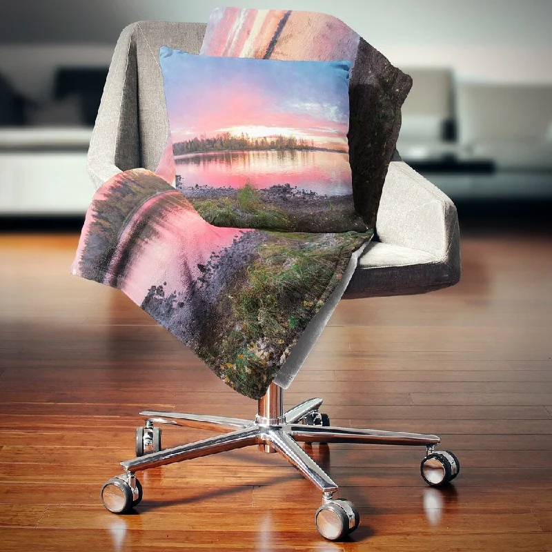 Rayon from bamboo blankets for a silky and breathable feelDesignart 'Beautiful Fall Sunrise Over River' Landscape Fleece Throw Blanket
