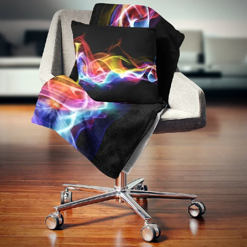 Chenille blankets with a thick and fuzzy textureDesignart 'Blue Yellow Waves in Black' Abstract Throw Blanket Chenille blankets with a thick and fuzzy textureDesignart 'Blue Yellow Waves in Black' Abstract Throw Blanket