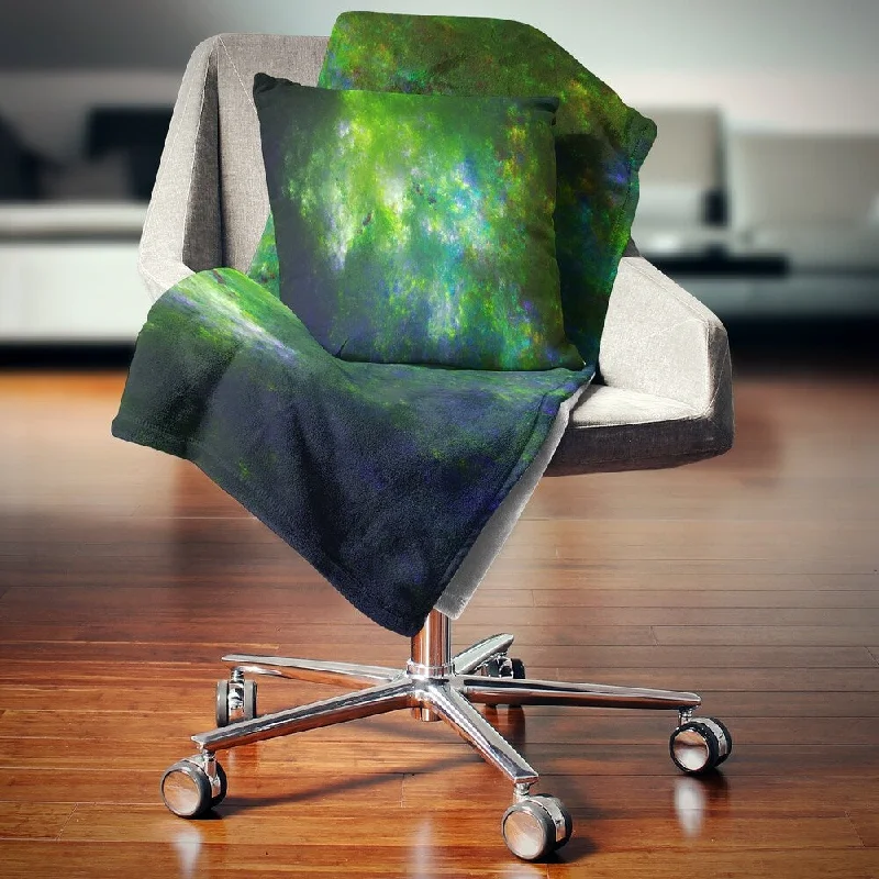 Cotton blankets for breathability and a lightweight feelDesignart 'Green Fractal Sky with Blur Stars' Abstract Throw Blanket Cotton blankets for breathability and a lightweight feelDesignart 'Green Fractal Sky with Blur Stars' Abstract Throw Blanket