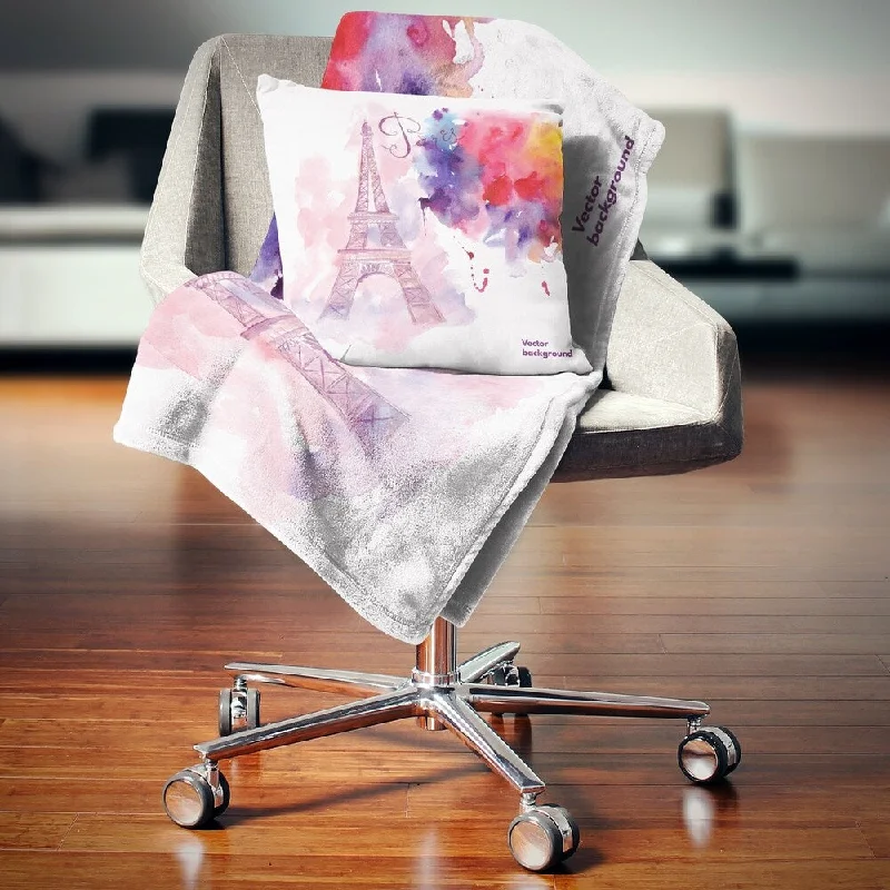 Mohair blankets with a unique sheen and softnessDesignart 'Paris Eiffel Towerin Cloud of Colors' Watercolor Painting Throw Blanket