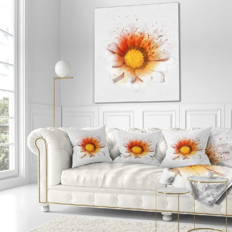 Linen blankets with a rustic and textured lookDesignart 'Yellow Orange Flower Watercolor' Flower Throw Blanket