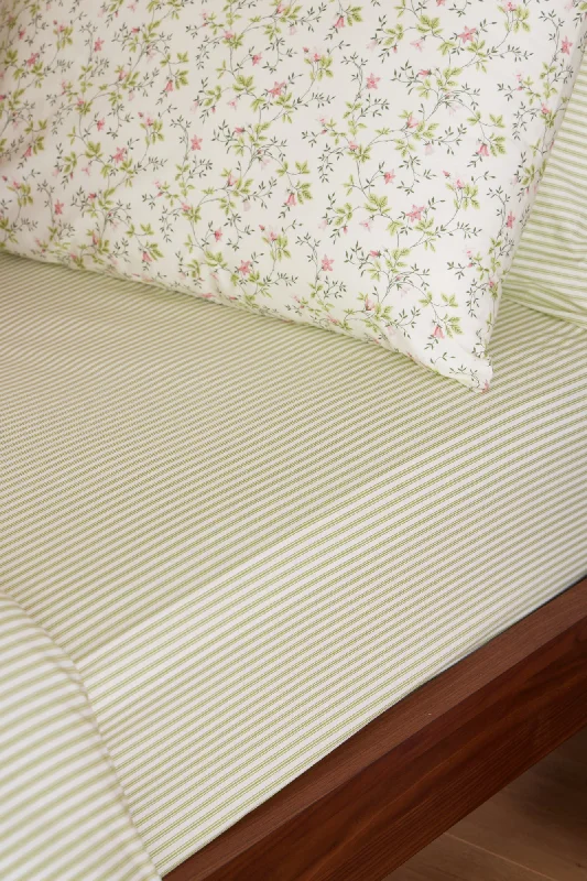 Synthetic fiber blend blankets for a budget - friendly choiceFoxford Green Ticking Fitted Sheet