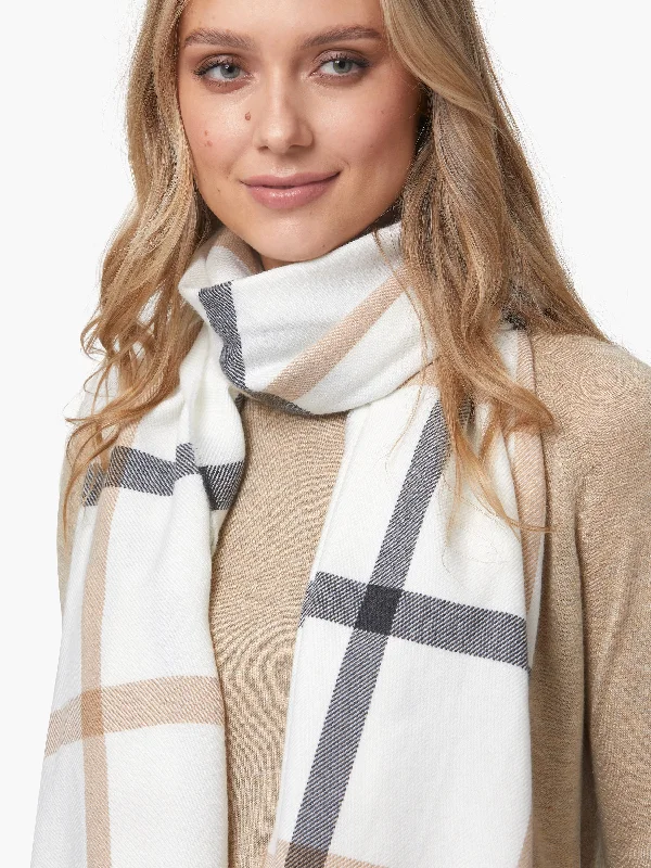 Fleece blankets for a cozy and plush textureFoxford White Neutral Stripe Extra Fine Merino Scarf