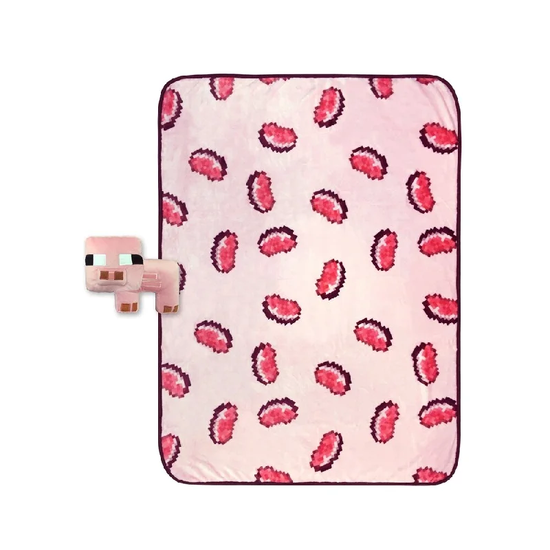 Chenille blankets with a thick and fuzzy textureMinecraft Pig Pillow Buddy Pork Chop Throw Set Chenille blankets with a thick and fuzzy textureMinecraft Pig Pillow Buddy Pork Chop Throw Set