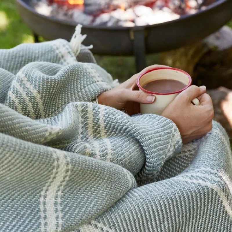 Cotton blankets for breathability and a lightweight feelOxford Stripe Dove Grey Blanket