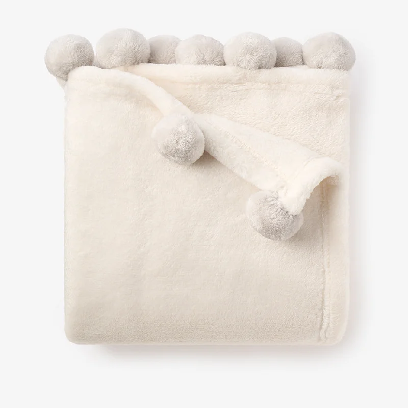 King - size blankets to cover large beds comfortablyPale Gray Pom Trim Fleece Baby Stroller Blanket King - size blankets to cover large beds comfortablyPale Gray Pom Trim Fleece Baby Stroller Blanket