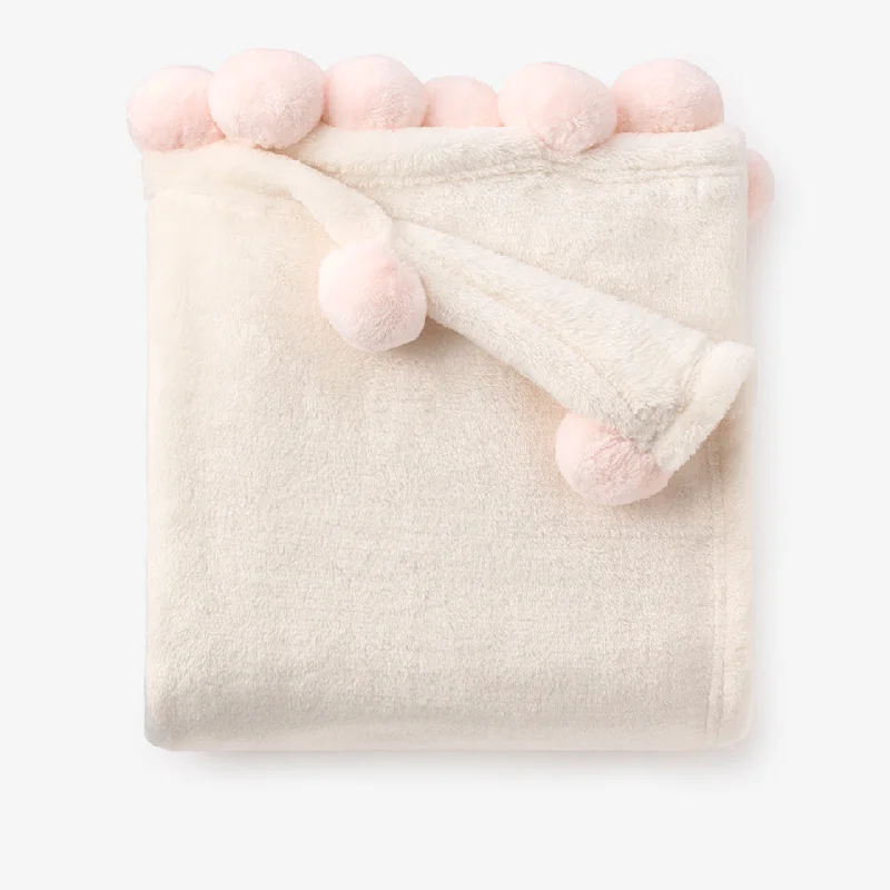 Synthetic fiber blend blankets for a budget - friendly choicePale Pink Pom Trim Fleece Baby Stroller Blanket Synthetic fiber blend blankets for a budget - friendly choicePale Pink Pom Trim Fleece Baby Stroller Blanket