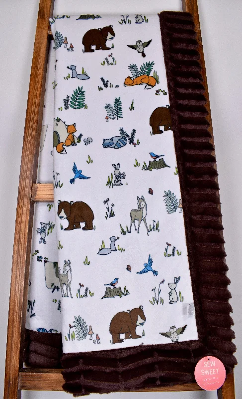 Synthetic fiber blend blankets for a budget - friendly choiceSMD Woodland Pals Snow / Oxford Chocolate - Adult Snuggler Blanket Synthetic fiber blend blankets for a budget - friendly choiceSMD Woodland Pals Snow / Oxford Chocolate - Adult Snuggler Blanket