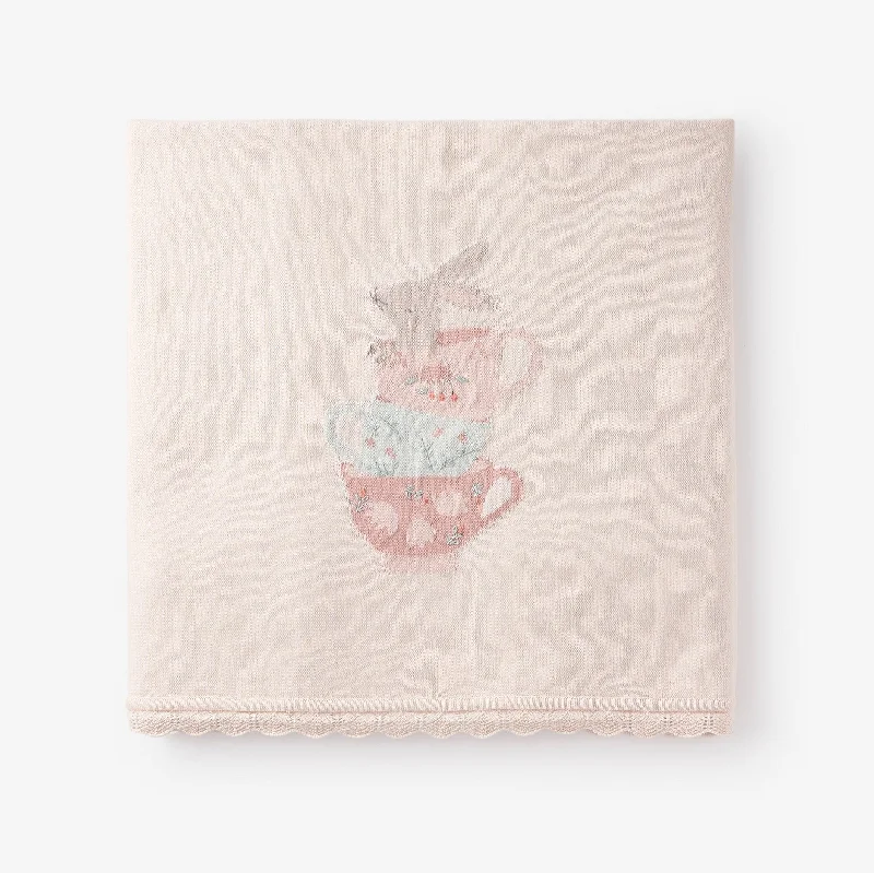 Bamboo fiber blankets with natural antibacterial propertiesTea Party Cotton Knit Blanket