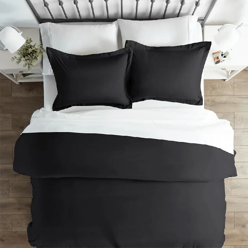 Microfiber blankets that are durable and easy to care for3pc Full/Queen Ultra Soft Duvet Cover Set Black