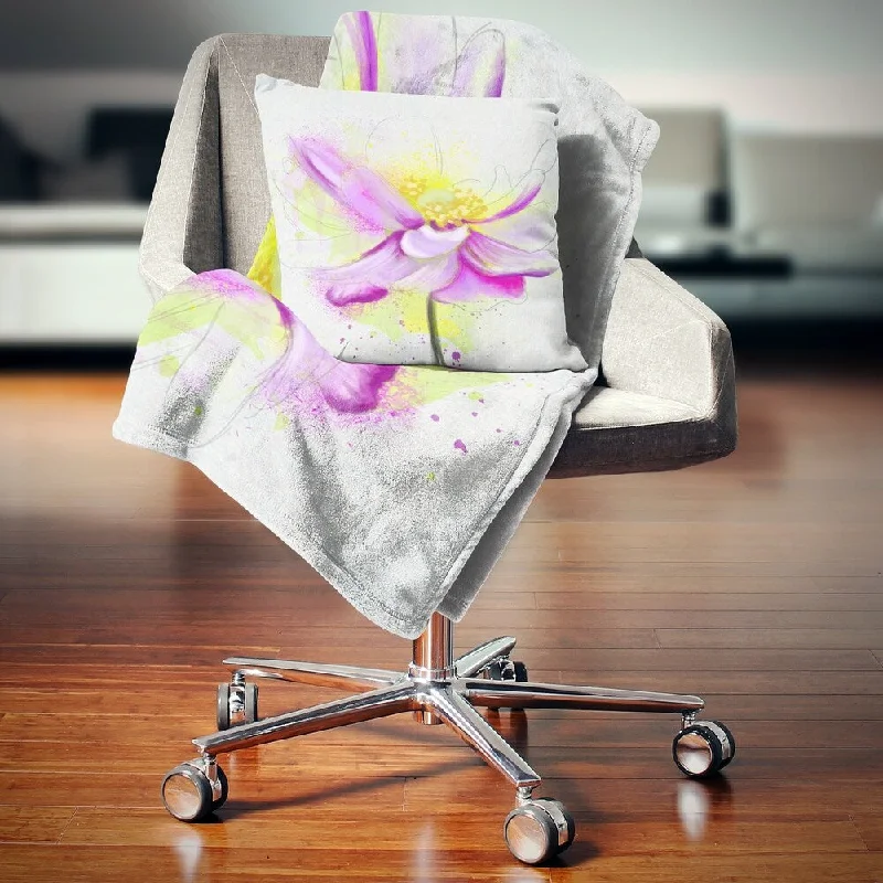 Cotton blankets for breathability and a lightweight feelDesignart 'Beautiful Purple Flower with Yellow' Flowers Throw Blanketwork