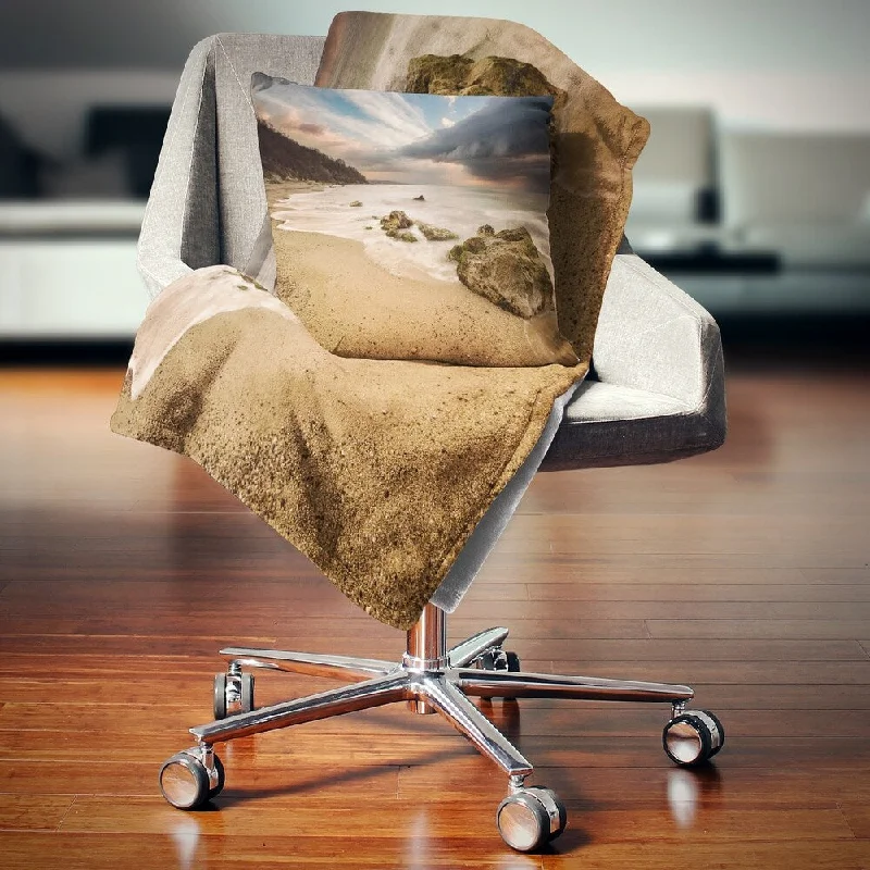 Fleece blankets for a cozy and plush textureDesignart 'Exotic Seashore with White Waves' Beach Photo Throw Blanket