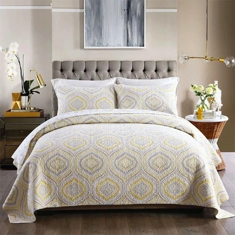Microfiber blankets that are durable and easy to care forQueen Size 100% Cotton Embroidered Quilt/Bedspread Set Yellow