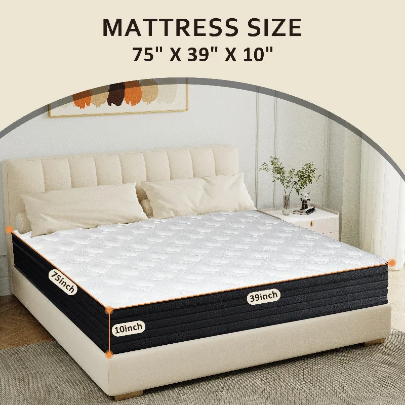 Gel - infused memory foam mattresses for cooler sleepTwin Memory Foam Hybrid Mattress in a Box with Pocket Spring Gel - infused memory foam mattresses for cooler sleepTwin Memory Foam Hybrid Mattress in a Box with Pocket Spring